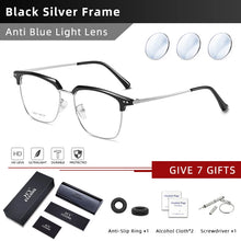 Load image into Gallery viewer, CLLOIO Men Business Half Frame Anti Blue Light Glasses Vintage Ultralight Metal Eyeglasses Optical Prescription Eyewear Frame
