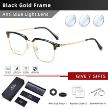 Load image into Gallery viewer, CLLOIO Men Business Half Frame Anti Blue Light Glasses Vintage Ultralight Metal Eyeglasses Optical Prescription Eyewear Frame