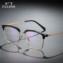 Load image into Gallery viewer, CLLOIO Men Business Half Frame Anti Blue Light Glasses Vintage Ultralight Metal Eyeglasses Optical Prescription Eyewear Frame