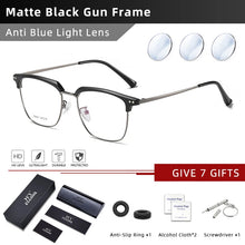 Load image into Gallery viewer, CLLOIO Men Business Half Frame Anti Blue Light Glasses Vintage Ultralight Metal Eyeglasses Optical Prescription Eyewear Frame