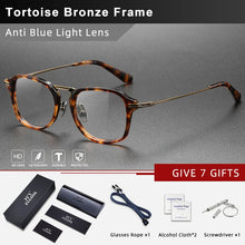 Load image into Gallery viewer, CLLOIO Retro Square Pure Titanium Glasses Frame Men Anti Blue Light Handmade Optical Eyeglasses Frame Women Prescription Eyewear