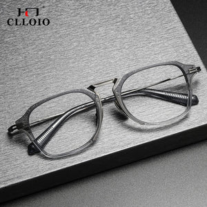 CLLOIO Retro Square Pure Titanium Glasses Frame Men Anti Blue Light Handmade Optical Eyeglasses Frame Women Prescription Eyewear