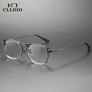 CLLOIO Retro Square Pure Titanium Glasses Frame Men Anti Blue Light Handmade Optical Eyeglasses Frame Women Prescription Eyewear