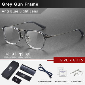 CLLOIO Retro Square Pure Titanium Glasses Frame Men Anti Blue Light Handmade Optical Eyeglasses Frame Women Prescription Eyewear