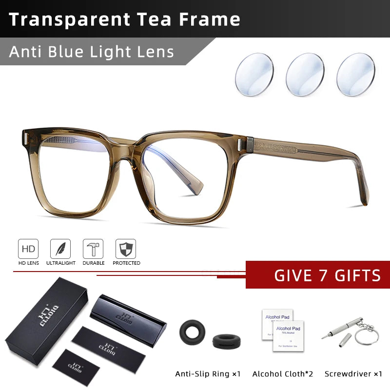 CLLOIO Transparent Eyeglasses Women Men Anti Blue Light Glasses Frames Female Male Computer Eyewear Clear Optical Myopia Frame