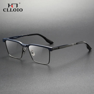 CLLOIO Vintage Pure Titanium Glasses  Men Business Blue Light Blocking Eyeglasses Handmade Optical Frame Prescription Eyewear