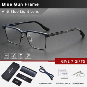 CLLOIO Vintage Pure Titanium Glasses  Men Business Blue Light Blocking Eyeglasses Handmade Optical Frame Prescription Eyewear