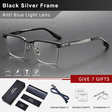 Load image into Gallery viewer, CLLOIO Vintage Pure Titanium Glasses  Men Business Blue Light Blocking Eyeglasses Handmade Optical Frame Prescription Eyewear