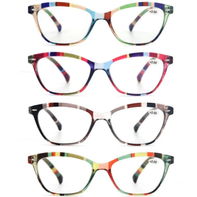 Cat Eye Colorful Reading Glasses for Women,Classic Oval Frame Flexble Spring Hinge,Comfortable Readers Eyeglasses with Diopters
