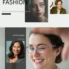 Carica l'immagine nel visualizzatore di Gallery, Cat Eye Colorful Reading Glasses for Women,Classic Oval Frame Flexble Spring Hinge,Comfortable Readers Eyeglasses with Diopters