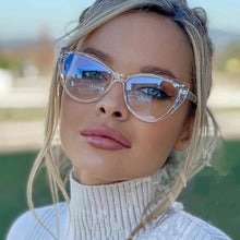 Load image into Gallery viewer, Cat Eye Optical Glasses Women TR90 Crystal Frame Anti Blue Glasses Myopia Prescription Eyeglasses Frames Ladies Blu-ray Glasses