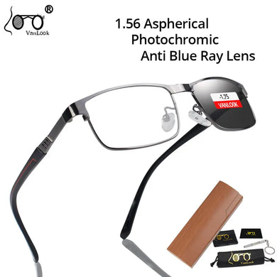 Chameleon Myopia Glasses Photochromic Sunglasses Men Women Blue Light Blocking Prescription Glasses  -0.50-0.75-1.00-1.25-8.00