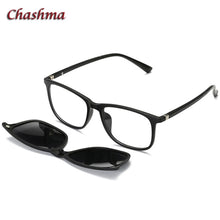 Load image into Gallery viewer, Chashma Brand 5 Clips Sunglasses Male Glasses Frame Polarized Sun Glasses Frames Black Frame Eyeglasses Female Magnet Clips