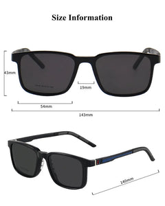 Chashma Men Sport Glasses Frame Polarized Lenses Clip Magnet Eyewear for RX Crystal Teens Sunglasses for Driving Male