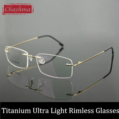 Chashma Women and Men Prescription Spectacles Light Rimless Optical Glasses Frame with Clear Lenses