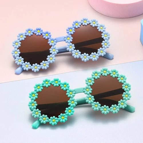 Children Cartoon Daisy Sunglasses Sunflower Baby Glasses Fashionable Flower Ring Sunscreen Sun Eyeglasses Kids Sunglasses