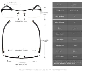 Classic Design Half Frame Men Stainless Steel Eyeglasses Optical Frames With Spring Hinge SM4018