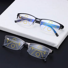 Carica l&#39;immagine nel visualizzatore di Gallery, Classic Half Frame Progressive Multifocus Reading Glasses Men &amp; Women Blue Light Blocking Presbyopia Glasses
