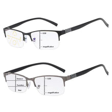 Carica l&#39;immagine nel visualizzatore di Gallery, Classic Half Frame Progressive Multifocus Reading Glasses Men &amp; Women Blue Light Blocking Presbyopia Glasses