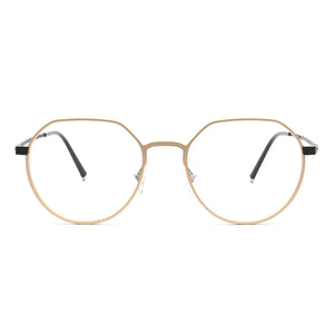 Classic Men Round Glasses Frames Women Aluminum Titanium Optical Eyeglasses Frames Full Rim Modern Metal Spectacles Gold Eyewear