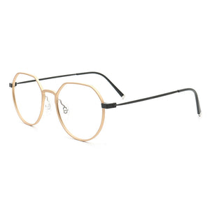 Classic Men Round Glasses Frames Women Aluminum Titanium Optical Eyeglasses Frames Full Rim Modern Metal Spectacles Gold Eyewear
