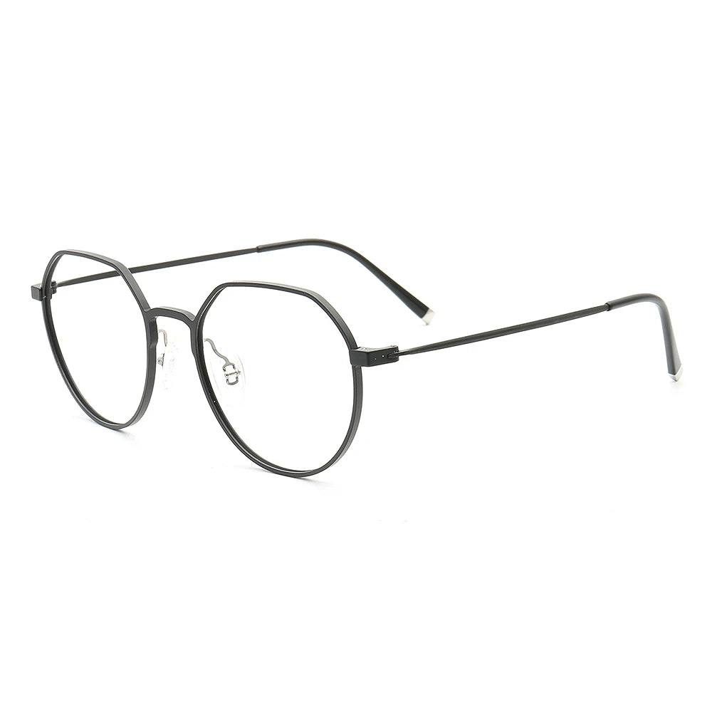 Classic Men Round Glasses Frames Women Aluminum Titanium Optical Eyeglasses Frames Full Rim Modern Metal Spectacles Gold Eyewear