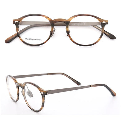 Classic Round Glasses Frames for Women Optical Eyeglasses Frames Men Full Rim Brown Prescription Eyewear Lightweight Spectacles