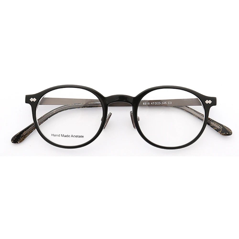 Classic Round Glasses Frames for Women Optical Eyeglasses Frames Men Full Rim Brown Prescription Eyewear Lightweight Spectacles