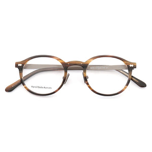 Classic Round Glasses Frames for Women Optical Eyeglasses Frames Men Full Rim Brown Prescription Eyewear Lightweight Spectacles