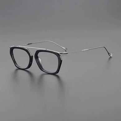 Classical Pure Titanium Square Eyeglasses Frames Black Optical Men glasses Prescription Designer Brand Polygon Eyewear