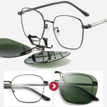 Load image into Gallery viewer, Clip-On Polarized Sunglasses Convenient Flip-up Metal Clip Sun Glasses for Prescription Glasses Rimless Polygonal Shades Unisex