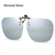 Load image into Gallery viewer, Clip-On Polarized Sunglasses Convenient Flip-up Metal Clip Sun Glasses for Prescription Glasses Rimless Polygonal Shades Unisex