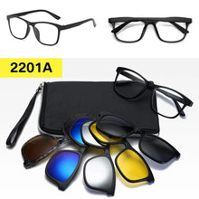 Carica l&#39;immagine nel visualizzatore di Gallery, Clip on Sunglasses 5+1 Magnetic Polarized Sun Glasses for Men Driving Fishing  Shades for Women Travel Beach Summer Glass
