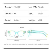 Load image into Gallery viewer, Colorful Transparent Acetate Eyeglasses Women Oval Handmade Trend Glasses Frames Optical Prescription Spectacles VA6503