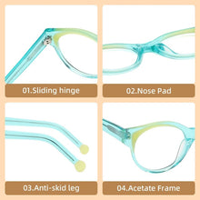 Load image into Gallery viewer, Colorful Transparent Acetate Eyeglasses Women Oval Handmade Trend Glasses Frames Optical Prescription Spectacles VA6503