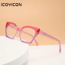 Load image into Gallery viewer, Colorful Transparent Acetate Eyeglasses Women Square Handmade Splicing Glasses Frames Optical Prescription Spectacles VA6007