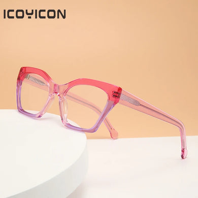 Colorful Transparent Acetate Eyeglasses Women Square Handmade Splicing Glasses Frames Optical Prescription Spectacles VA6007