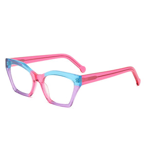 Colorful Transparent Acetate Eyeglasses Women Square Handmade Splicing Glasses Frames Optical Prescription Spectacles VA6007