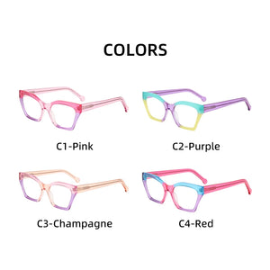Colorful Transparent Acetate Eyeglasses Women Square Handmade Splicing Glasses Frames Optical Prescription Spectacles VA6007