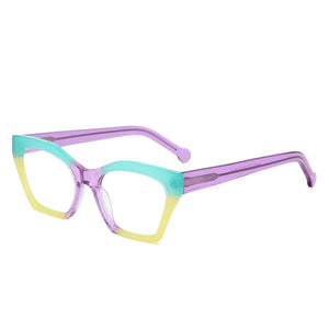 Colorful Transparent Acetate Eyeglasses Women Square Handmade Splicing Glasses Frames Optical Prescription Spectacles VA6007
