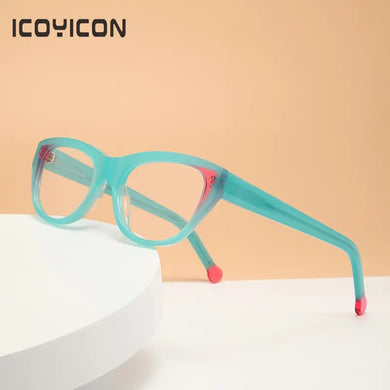 Colorful Transparent Thick Acetate Eyeglasses Women Oval Trend Brand Design Glasses Frame Prescription Spectacles VA6006