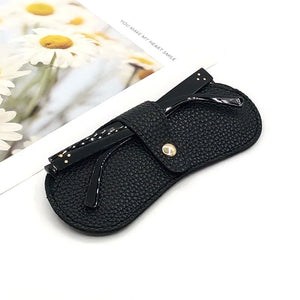 Convenient Anti Pressure PU Leather Sunglasses Storage Bag Spectacle Case Glasses Case Protective Cover Hanging Eyewear Holder