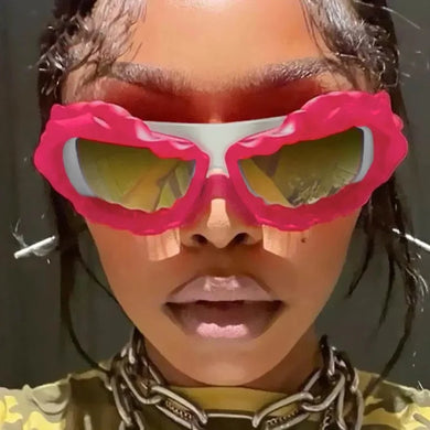 Cool Futuristic Sunglasses Women Brand Design Irregular Candy Colors Hip Hop Sunglasses Girl Y2K Steampunk 2000'S Goggle