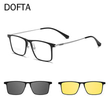 Carica l&#39;immagine nel visualizzatore di Gallery, DOFTA Square Pure Titanium Optical Prescription Eyeglasses Frame Men Magnetic Clip Polarized UV400 Clip Glasses Frame 5965