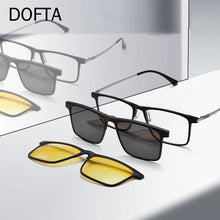 Carica l&#39;immagine nel visualizzatore di Gallery, DOFTA Square Pure Titanium Optical Prescription Eyeglasses Frame Men Magnetic Clip Polarized UV400 Clip Glasses Frame 5965