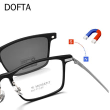 Carica l&#39;immagine nel visualizzatore di Gallery, DOFTA Square Pure Titanium Optical Prescription Eyeglasses Frame Men Magnetic Clip Polarized UV400 Clip Glasses Frame 5965
