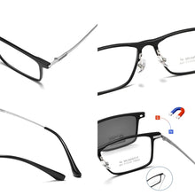 Carica l&#39;immagine nel visualizzatore di Gallery, DOFTA Square Pure Titanium Optical Prescription Eyeglasses Frame Men Magnetic Clip Polarized UV400 Clip Glasses Frame 5965