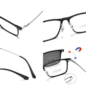 DOFTA Square Pure Titanium Optical Prescription Eyeglasses Frame Men Magnetic Clip Polarized UV400 Clip Glasses Frame 5965
