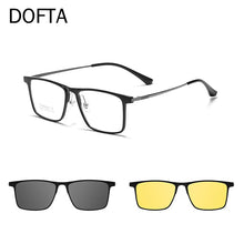 Carica l&#39;immagine nel visualizzatore di Gallery, DOFTA Square Pure Titanium Optical Prescription Eyeglasses Frame Men Magnetic Clip Polarized UV400 Clip Glasses Frame 5965
