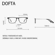 Carica l&#39;immagine nel visualizzatore di Gallery, DOFTA Square Pure Titanium Optical Prescription Eyeglasses Frame Men Magnetic Clip Polarized UV400 Clip Glasses Frame 5965